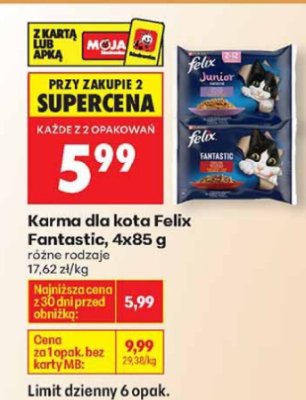 Karma dla kota Felix Fantastic, 4x85 g promocja w Biedronka