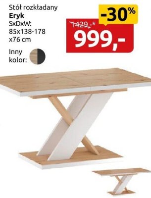 Stół rozkładany Eryk, SxGxW: 85x138-178x76 cm promocja w Black Red White