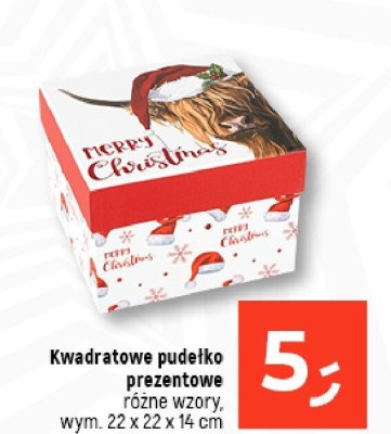 Kwadratowe pudełko prezentowe różne wzory wym. 22 x 22 x 14 cm promocja w Dealz