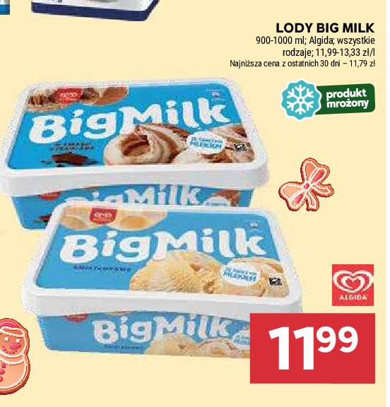 Lody śmietankowe Algida big milk promocja