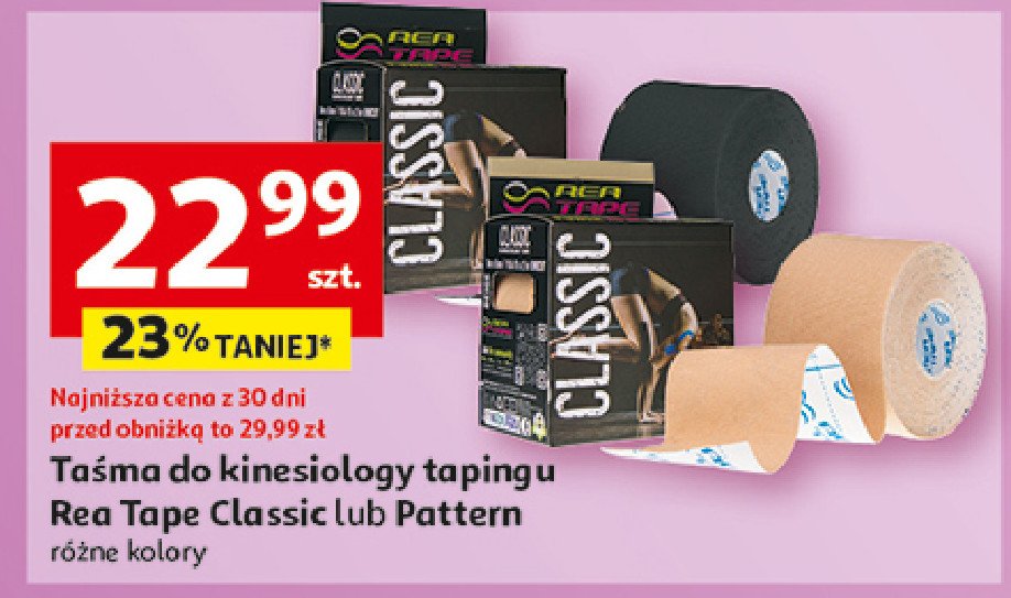 Taśma do kinesiology tapingu classic Rea tape promocja w Auchan
