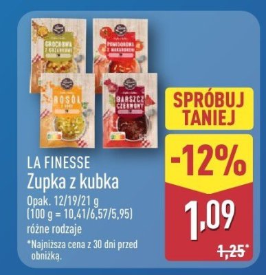 Zupka z kubka La Finesse różne rodzaje promocja w Aldi