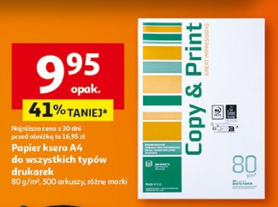Papier Copy & Print ksero A4 do wszystkich typów drukarek promocja w Auchan