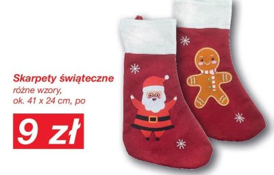 Skarpety świąteczne różne wzory ok. 41 x 24 cm promocja w KiK