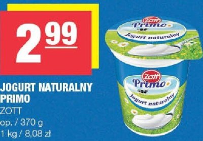 Jogurt naturalny Primo Zott promocja w SPAR