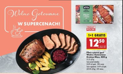 Filet z piersi gęsi ze skórą wolno gotowane Kraina mięs promocja