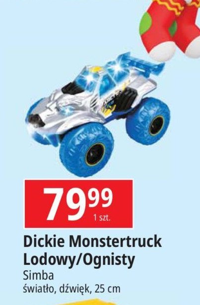 Monstertruck ognisty 25 cm Dickie toys promocja w Leclerc