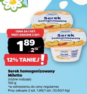 Serek homogenizowany Miletto promocja w Netto