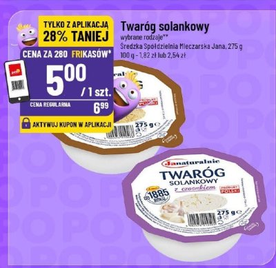 Twaróg solankowy wybrane rodzaje Średnia Spółdzielnia Mleczarska Jana promocja w POLOmarket