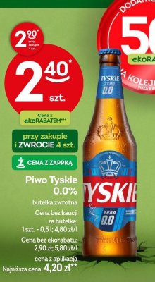 Piwo Tyskie 0.0% 0.5l promocja w Żabka