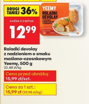 Roladki devolay z nadzieniem o smaku maślano-czosnkowym Yeemy, 500 g promocja w Biedronka