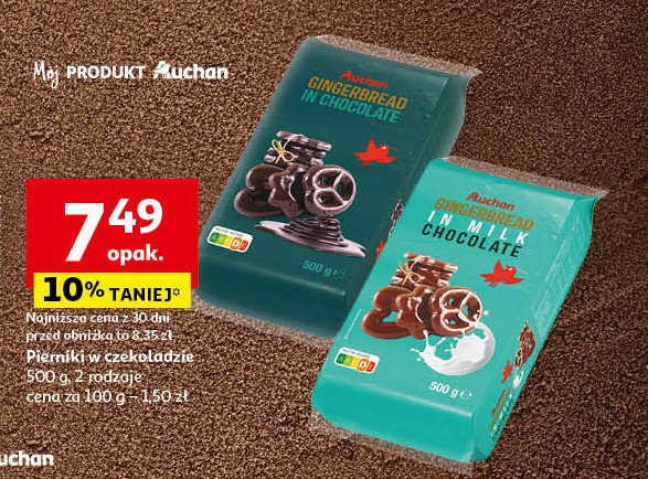 Piernik w czekoladzie Auchan różnorodne (logo czerwone) promocja