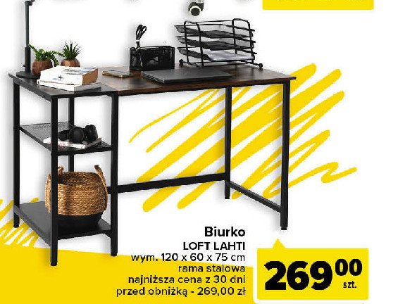 Biurko loft lahti 120 x 75 x 60 cm promocja