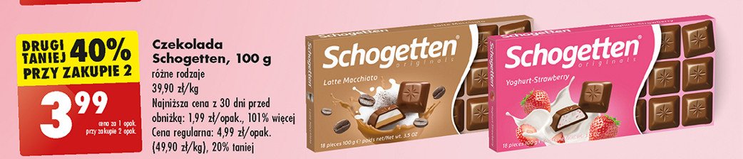 Czekolada latte machciato Schogetten promocja w Biedronka