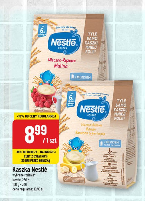 Kaszka mleczno-ryżowa z malinami Nestle kaszka promocja