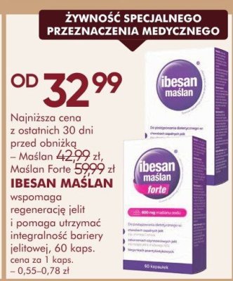 IBESAN MASŁAN wspomaga regenerację jelit i pomaga utrzymać integralność bariery jelitowej, 60 kaps. promocja w Super-Pharm