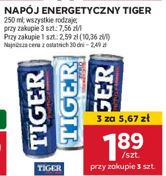 Napój zero Tiger energy drink promocja w Stokrotka