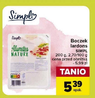 Boczek lardons nature Simply promocja w Carrefour Market