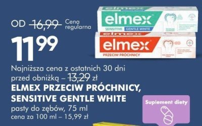 Pasta do zębów ELMEX PRZECIW PRÓCHNICY, SENSITIVE GENTLE WHITE promocja w Super-Pharm