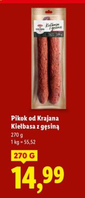 Kiełbasa z gęsiną Pikok od Krajana promocja w Lidl