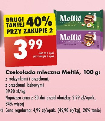 Czekolada mleczna z rodzynkami Meltie promocja