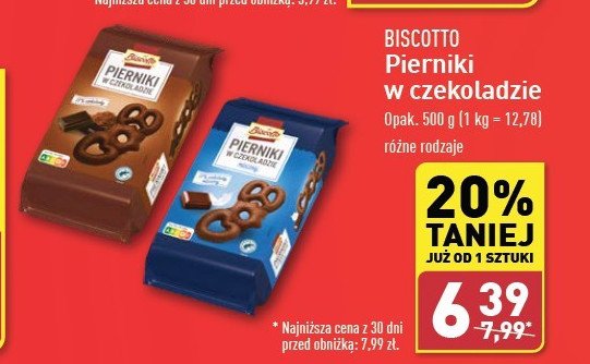 Pierniki w czekoladzie Biscotto promocja w Aldi