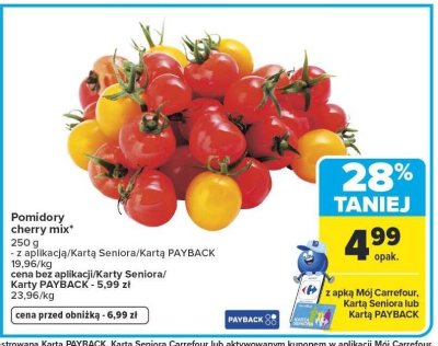 Pomidory cherry mix promocja w Carrefour
