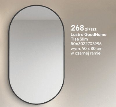 Lustro GoodHome Tisa Slim w czarnej ramie promocja w Castorama
