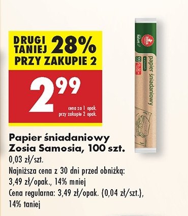 Papier śniadaniowy Zosia samosia promocja w Biedronka