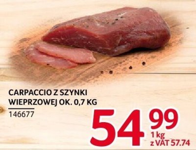 Carpaccio z szynki wieprzowej ok. 0,7 kg promocja w Selgros