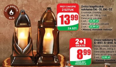 Znicz szklany S-896, S-897, S-898, S-899 promocja w Dino