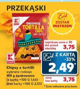 Chipsy tortilla K-classic promocja