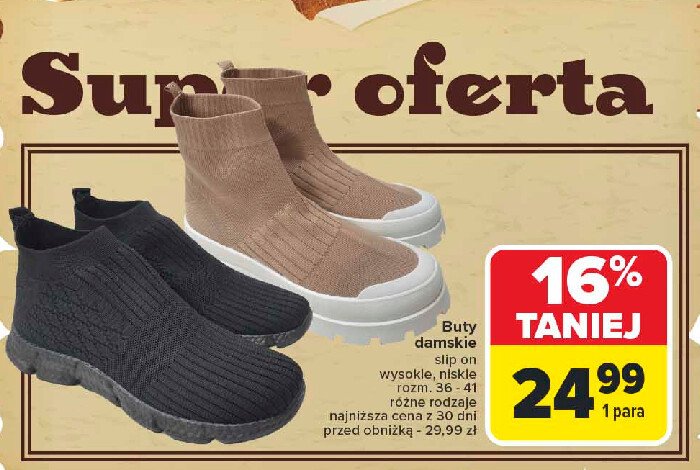 Buty damskie slip on niskie rozm. 36-41 promocja