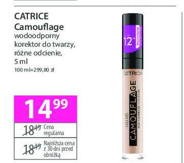 Korektor w płynie natural 005 Catrice camouflage promocja