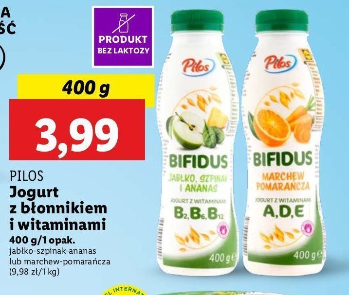 Jogurt marchew i pomarańcza Pilos promocja