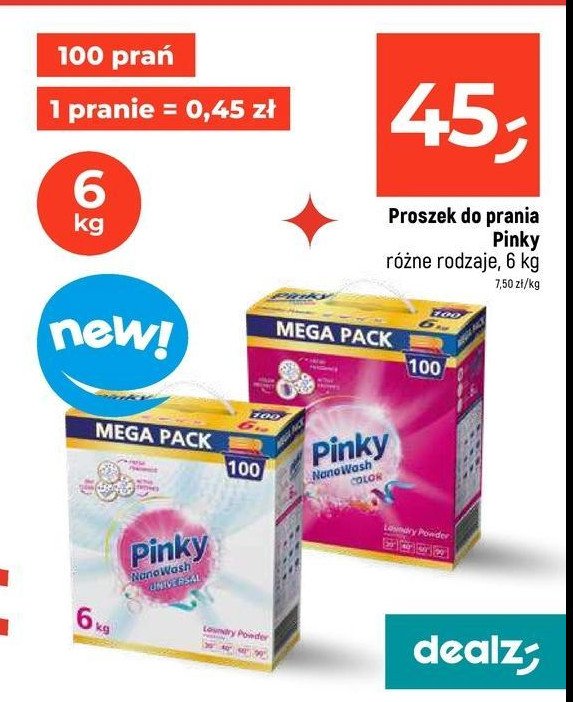 Proszek do prania universal Pinky nano wash promocja w Dealz