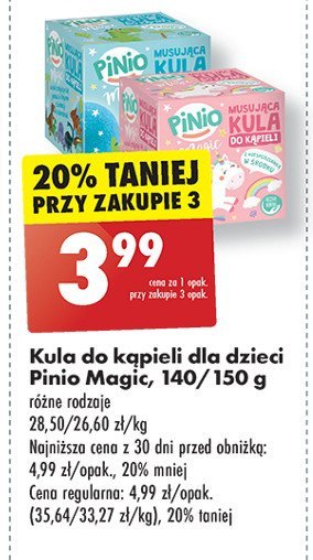 Kula musująca do kąpieli z zabawką jednorożec Pinio magic promocja w Biedronka