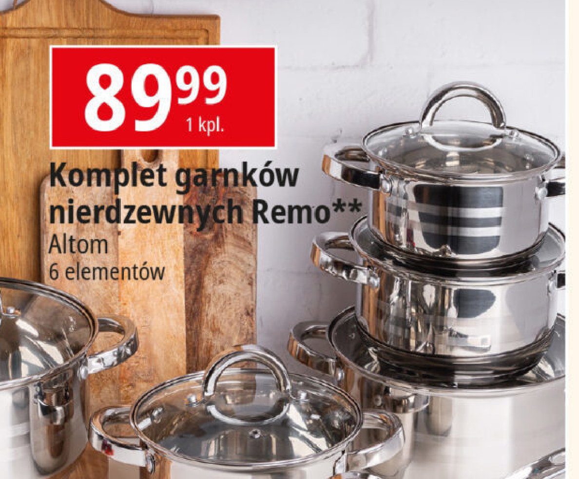 Komplet garnków remo Altom design promocja w Leclerc