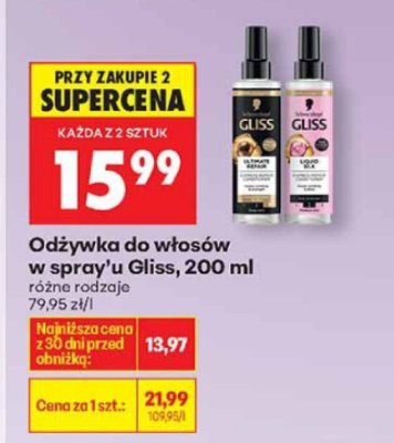 Odżywka do włosów w sprayu Gliss, 200 ml promocja w Biedronka