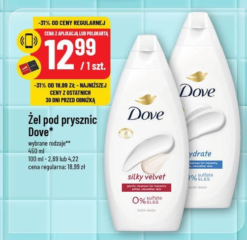 Żel pod prysznic hydrate Dove promocja w POLOmarket