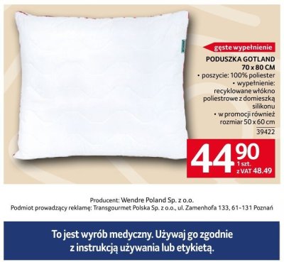 Poduszka Gotland 70 x 80 cm promocja w Selgros