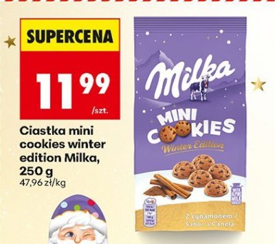 Ciastka mini cookies winter edition Milka, 250 g promocja w Biedronka