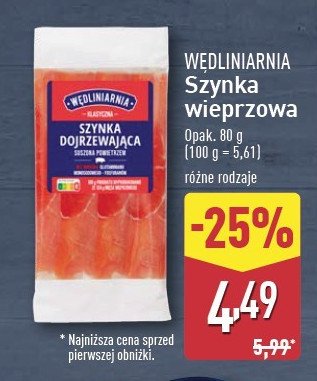 Szynka dojrzewająca Wędliniarnia promocja w Aldi