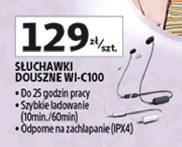 Słuchawki wi-c100 białe Sony promocja w Auchan