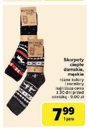 Skarpety ciepłe damskie PATION promocja w Carrefour Market