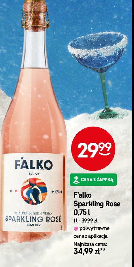 Wino półwytrawne sparkling rose Falko promocja w Żabka