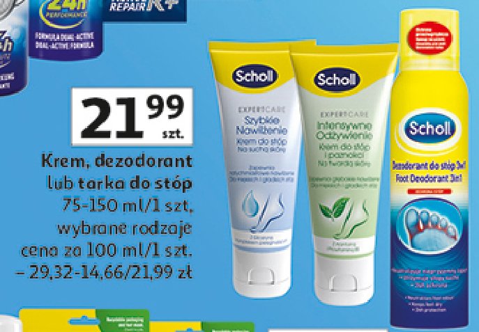 Dezodorant do stóp 3 w 1 Scholl deo activ fresh promocja w Auchan