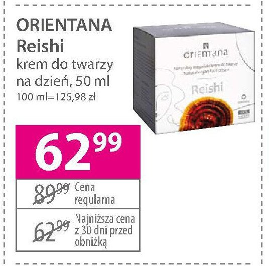 Wegański krem do twarzy na dzień Orientana reishi promocja