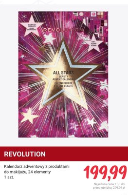 Kalendarz adwentowy z produktami do makijażu Revolution All Stars promocja w Rossmann