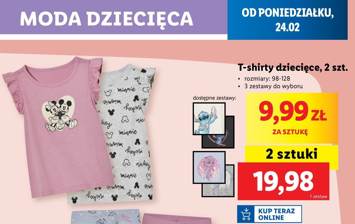 T-shirt dziewczęcy 98-128 promocja w Lidl